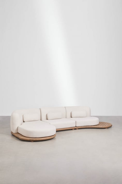 Divano modulare chaise longue sinistro da giardino in legno di acacia Gerard 3 pezzi