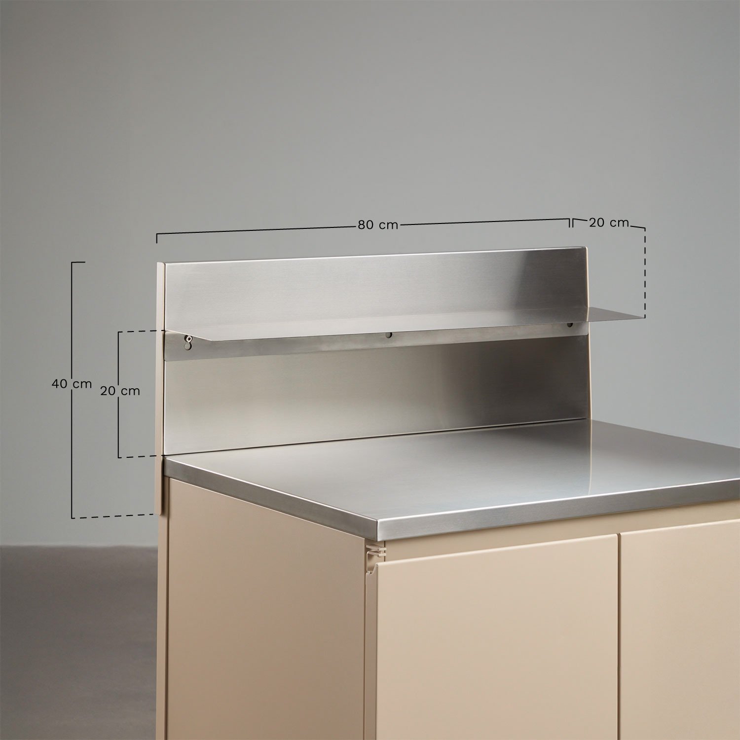 Pannello con ripiani 80x30 cm per cucina modulare da esterno in acciaio inossidabile Rivana, MISURE