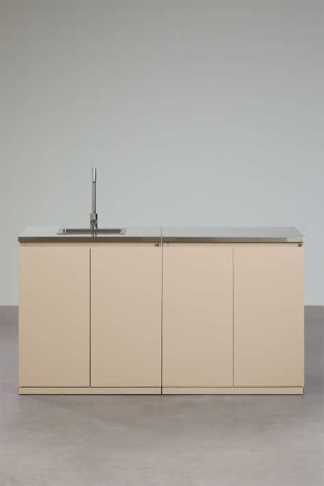 Cucina modulare da esterno a 2 pezzi con lavello e spazio di stoccaggio in acciaio Rivana