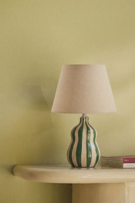 Lampada da tavolo ↑40 cm in ceramica e lino Jolira