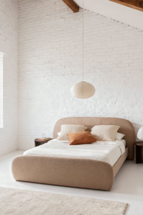 Letto in tessuto bouclé Brunel