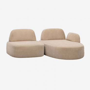 Divano Modulare Chaise Longue Destro A 2 Pezzi Rivestito Giorgia Chenille Marrone Sabbia Chiaro - Sklum
