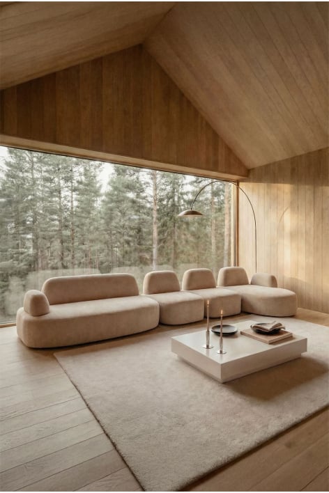 Divano modulare chaise longue destro a 4 pezzi con modulo angolare imbottito Giorgia