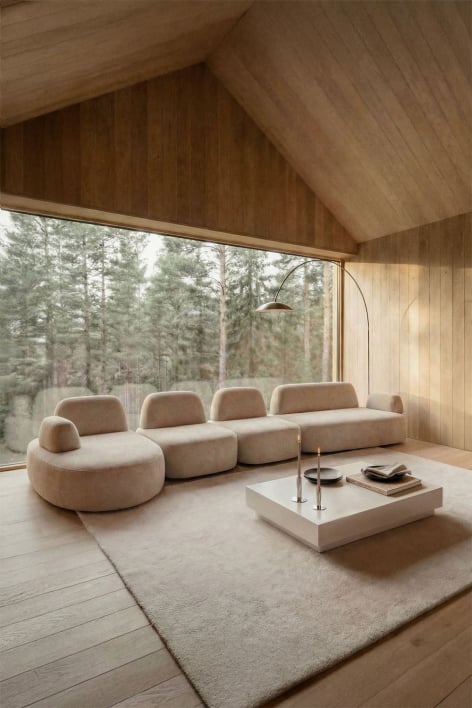 Divano modulare chaise longue sinistro a 4 pezzi con modulo angolare rivestito Giorgia