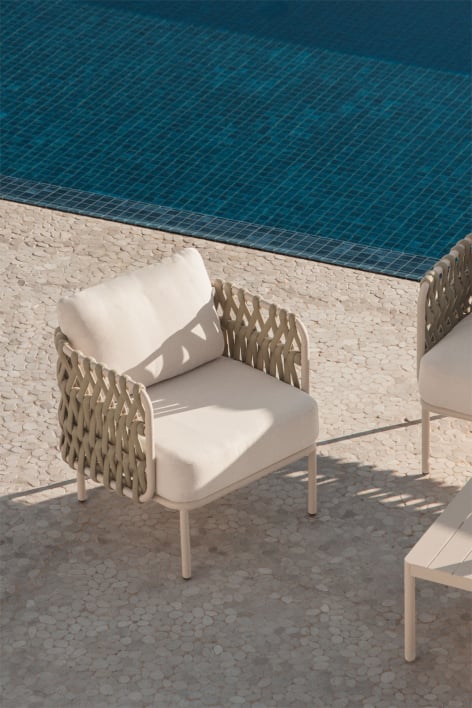 Tevary poltrona da giardino in alluminio e corda intrecciata