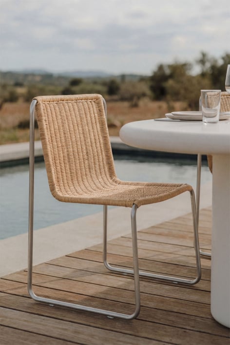 Sedia da giardino in acciaio inossidabile e rattan sintetico Omaha