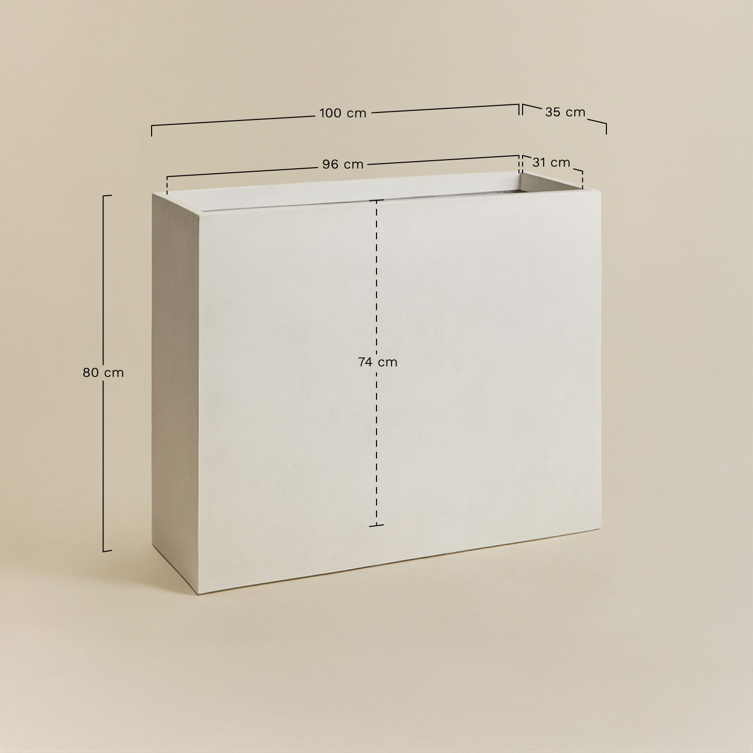 Vaso in cemento Neyrua, MISURE