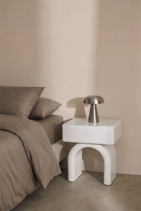 Comodino rettangolare 50x40 cm in MDF Volire - Gardenia Bianco