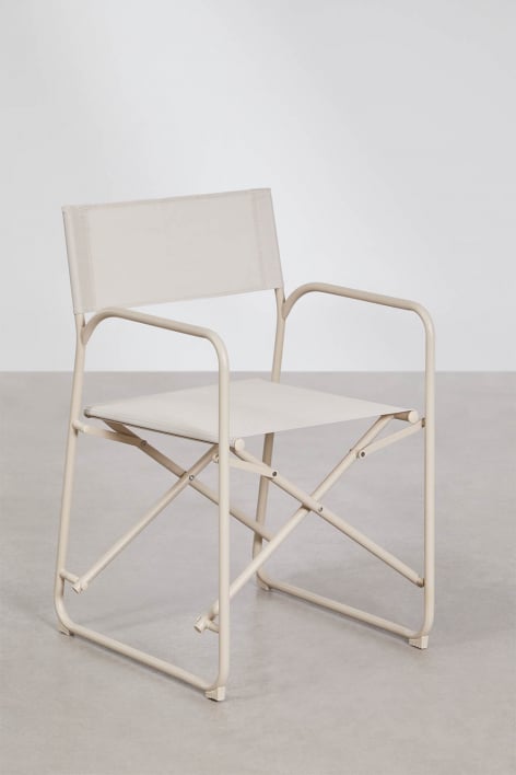 Sedia da regista pieghevole da giardino in acciaio Melida - Tapioca Beige