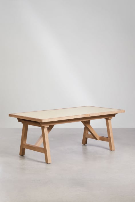 Tavolo da pranzo rettangolare 200-260-320x100 cm allungabile in legno di acacia Dubai - Tapioca Beige