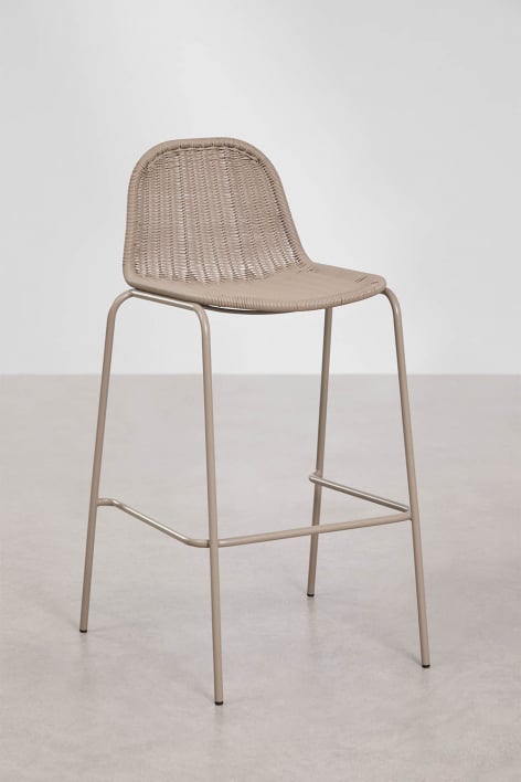 Sgabello alto impilabile in midollino sintetico Reiven - Moka Brown