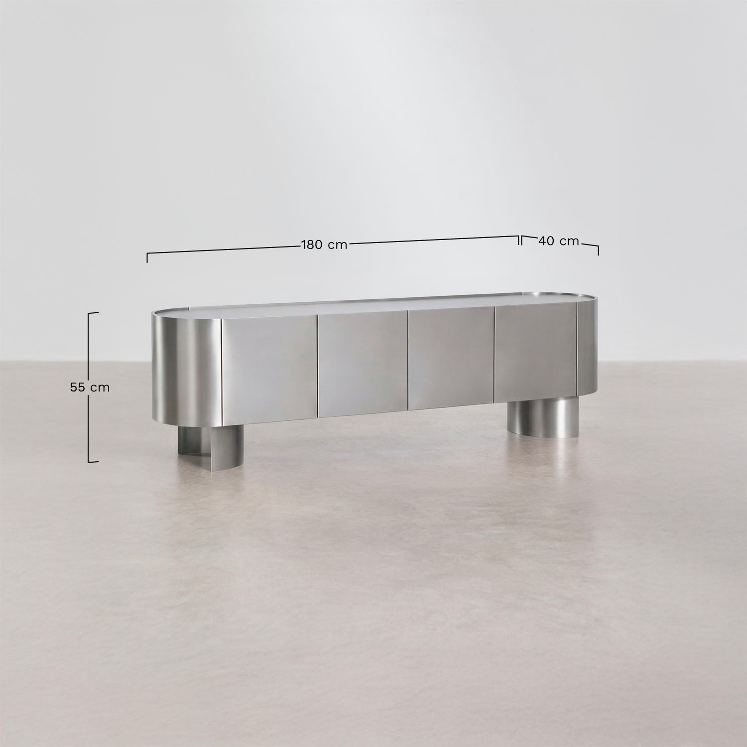 Mobile TV 180x40 cm in acciaio inox Luena, MISURE