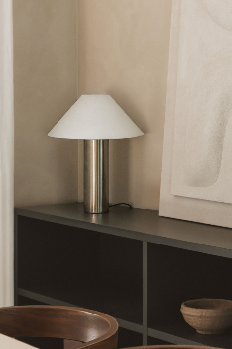 Lampada da tavolo in lino e ferro Barak