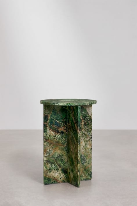 Comodino rotondo Ø35 cm in marmo Mencia - Marmo Verde Forest