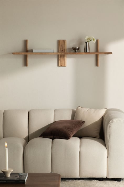 Libreria da parete ↔︎120 cm in legno di acacia Erisu