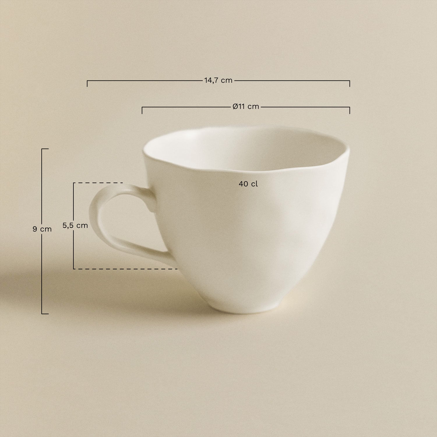 Confezione da 2 tazze 40 cl in gres Belvere, MISURE