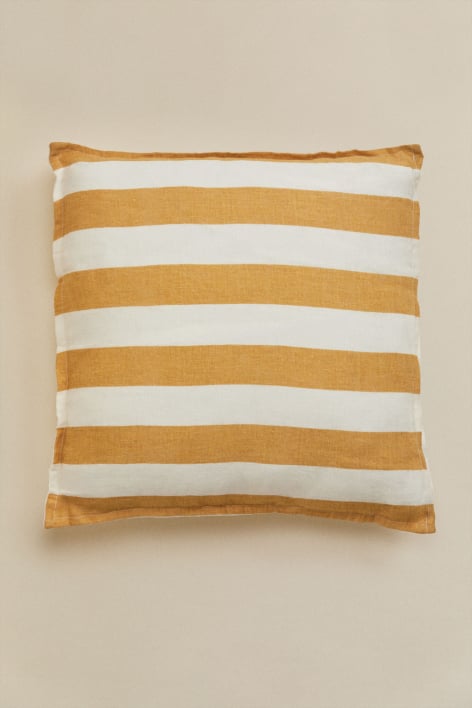 Cuscino quadrato 45x45 cm in lino Trakos - Bianco - Giallo Curry