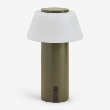 Lampada Da Tavolo Led Wireless Per Esterni In Ferro Socotra Verde Olivastro Intenso - Sklum