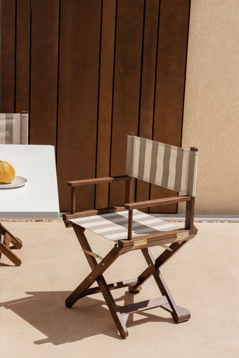 Sedia da regista pieghevole da giardino in legno di acacia Ridley - Tapioca Beige - Marrone Moka