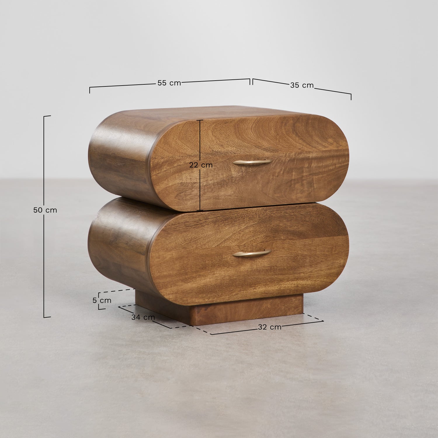 Set di 2 comodini 55x35 cm in legno di mango Elaia, MISURE