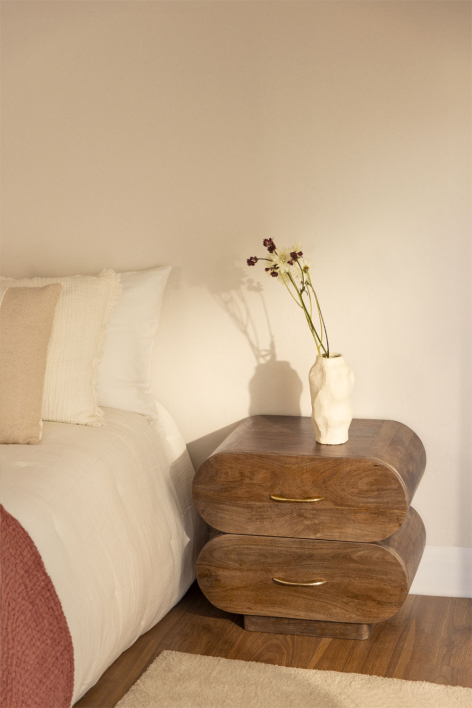 Set di 2 comodini 55x35 cm in legno di mango Elaia