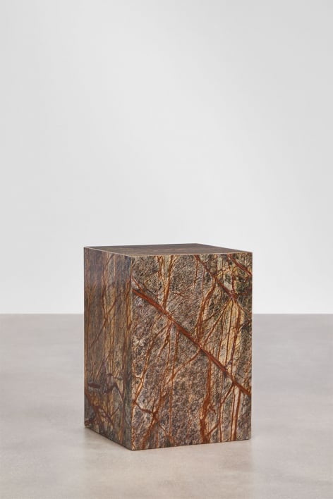 Comodino quadrato 35x35 cm in pietra naturale Aluret - Marmo Verde Forest