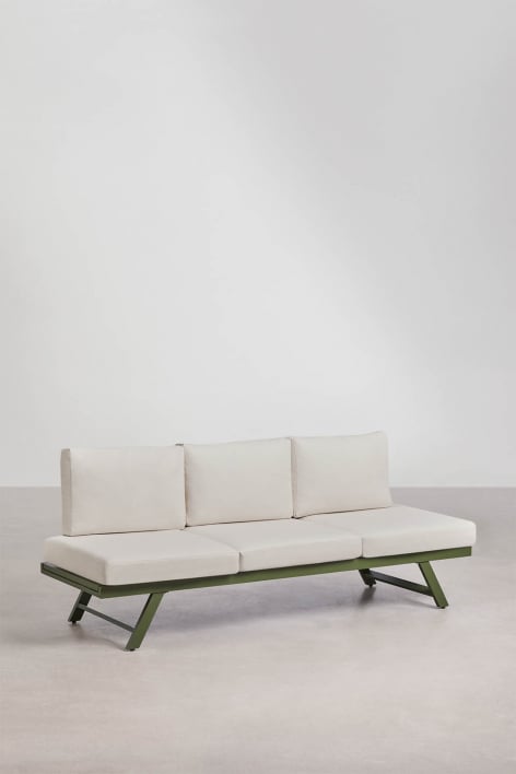 Divano da giardino reclinabile a 3 posti Libanc - Grigio chiaro - Verde oliva intenso