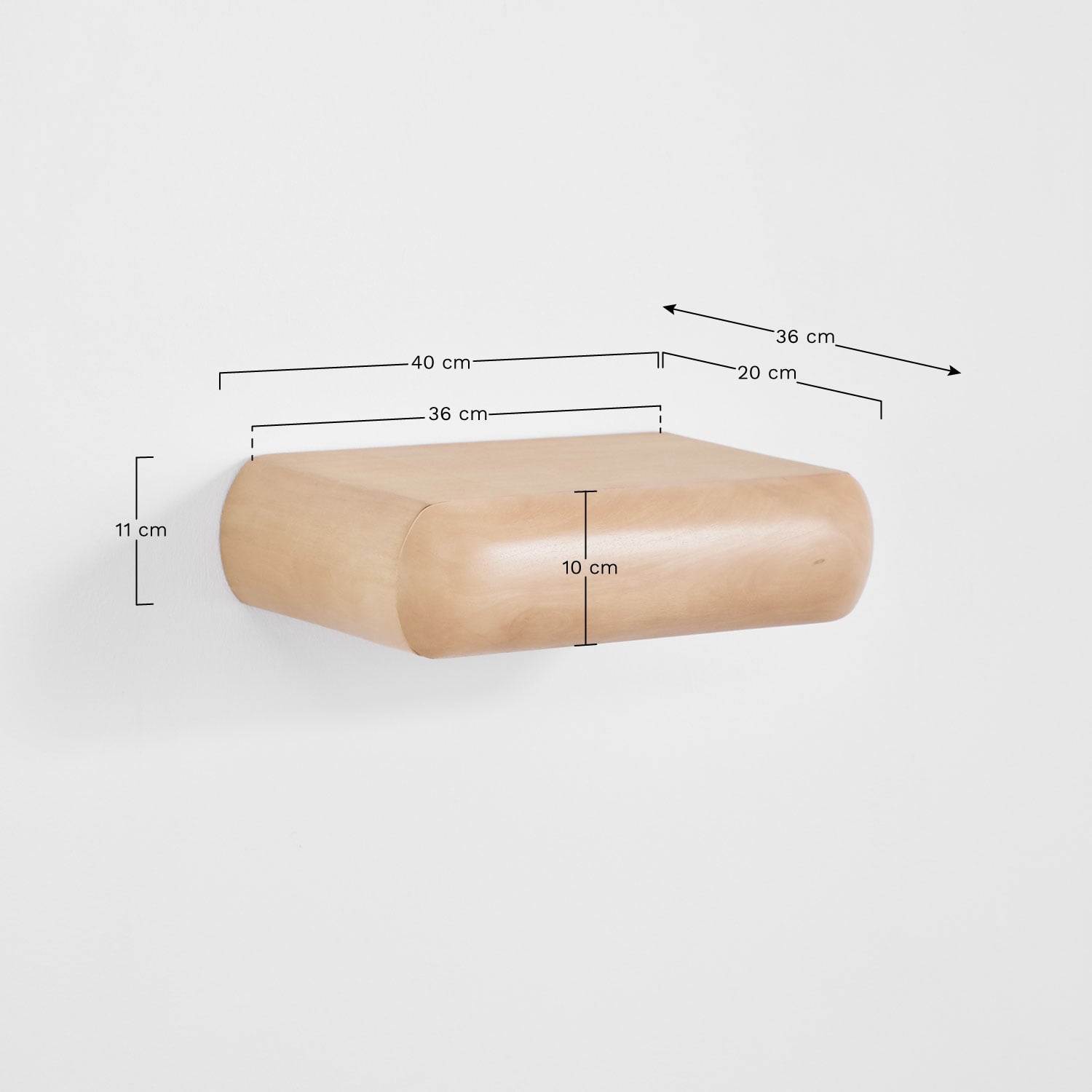 Pack di 2 mensole da parete in legno Carmen, MISURE