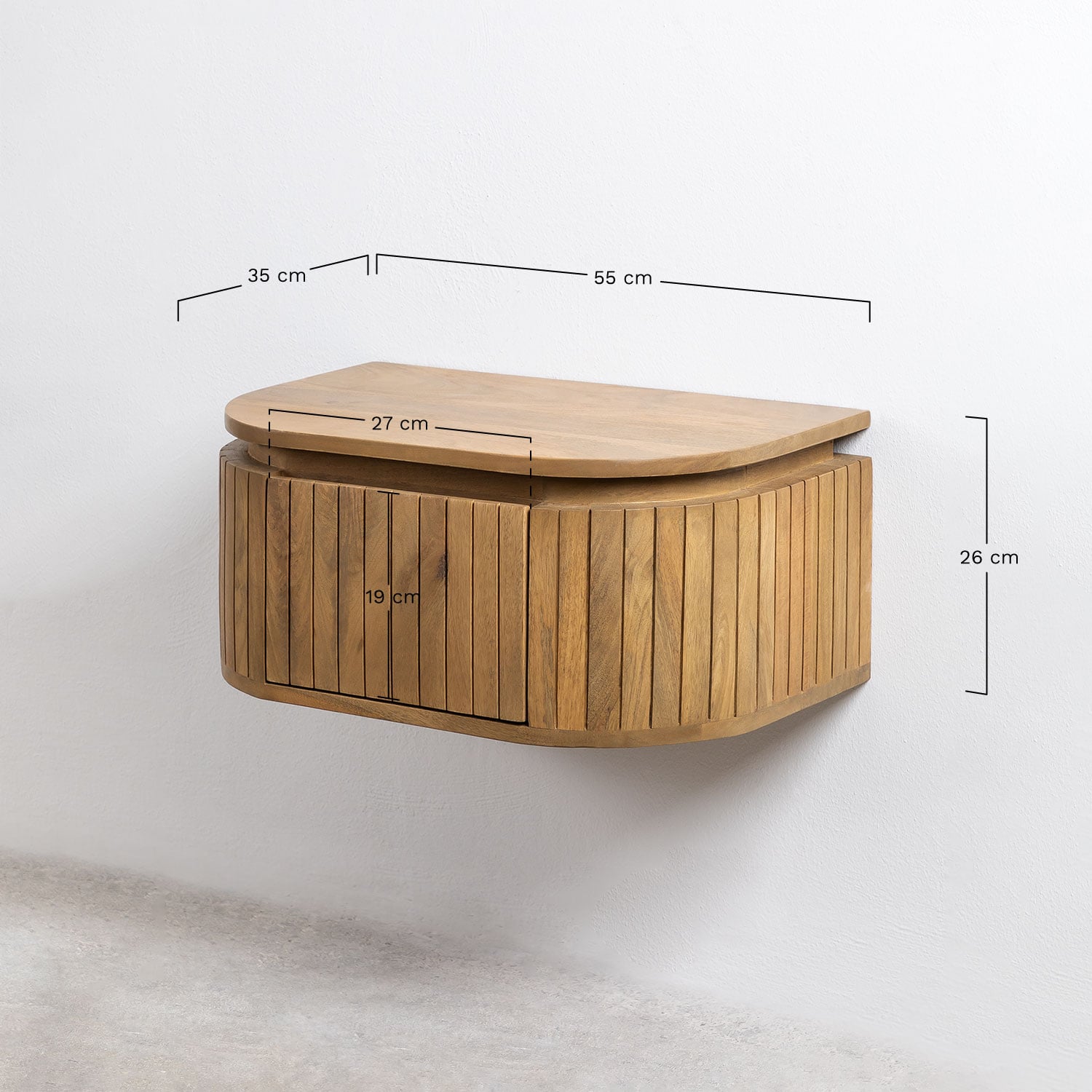 Pack di 2 comodini sospesi in legno di mango Analis, MISURE