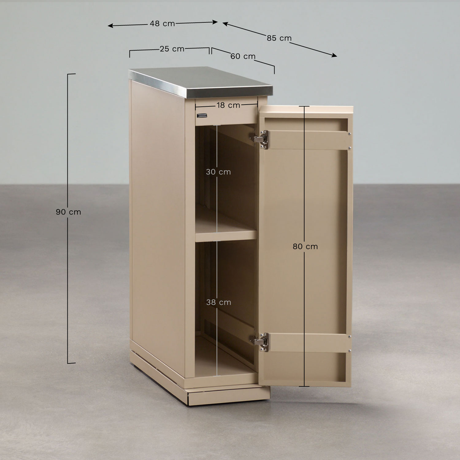 Modulo di stoccaggio per cucina modulare da esterno in acciaio Rivana, MISURE