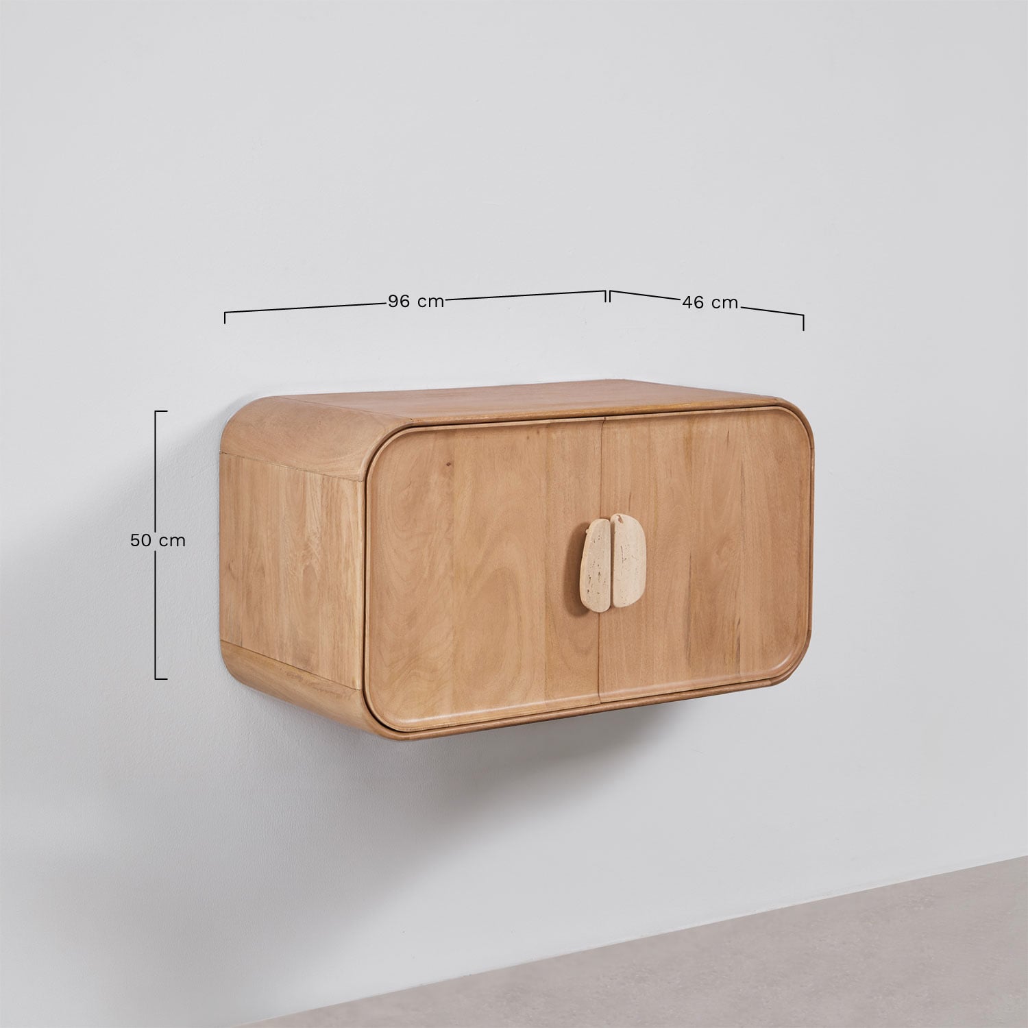 Set di mobili da bagno in legno di mango e pietra naturale Kivalina, MISURE