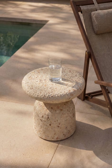 Tavolino da giardino rotondo Ø40 cm in cemento Zanira