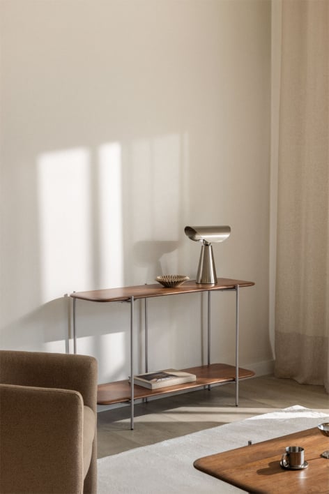 Consolle ingresso 120x40 cm in legno di mango e acciaio inossidabile Vimara