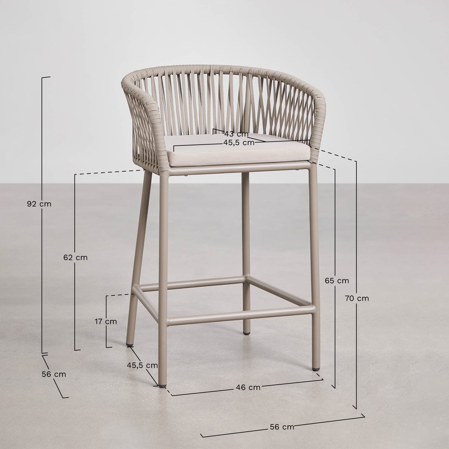 Set di 4 sgabelli alti da giardino Arhiza, MISURE