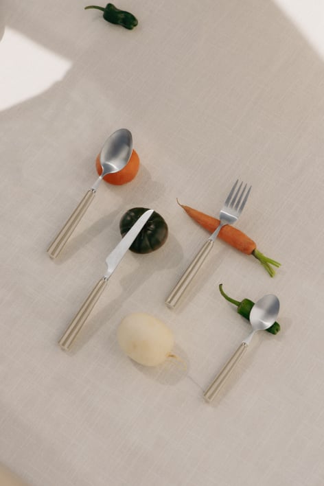 Set di posate da 16 pezzi in acciaio inossidabile e ceramica Ireli