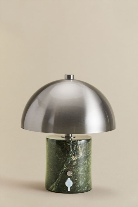 Lampada da tavolo LED wireless in ferro e pietra naturale Nicolas