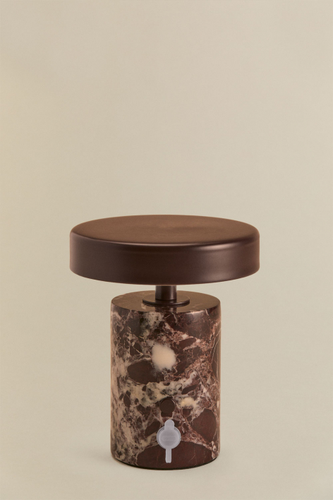 Lampada da tavolo LED wireless in ferro e pietra naturale Isasia - Marmo Rosso Cherry Gold