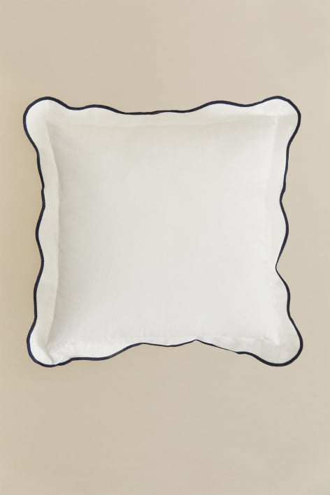 Cuscino quadrato 45x45 cm in cotone Kovey - Blu Oltremare - Bianco