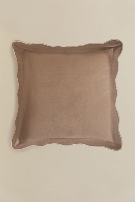 Cuscino quadrato 45x45 cm in cotone Kovey - Beige Tapioca - Marrone Praliné