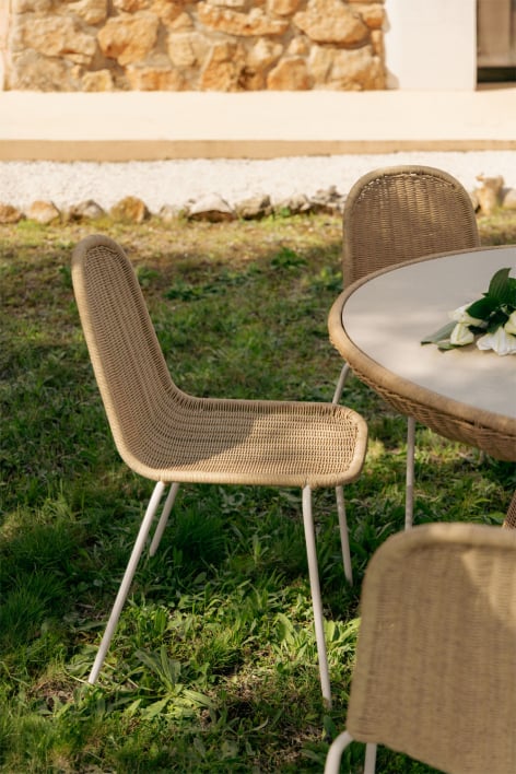 Sedia da giardino impilabile in midollino sintetico Reiven - Tapioca Beige