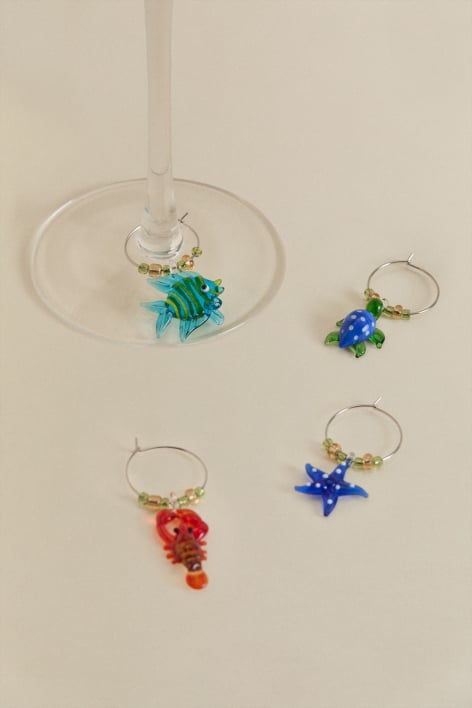 Set di 4 segnabicchieri in vetro Nexuri