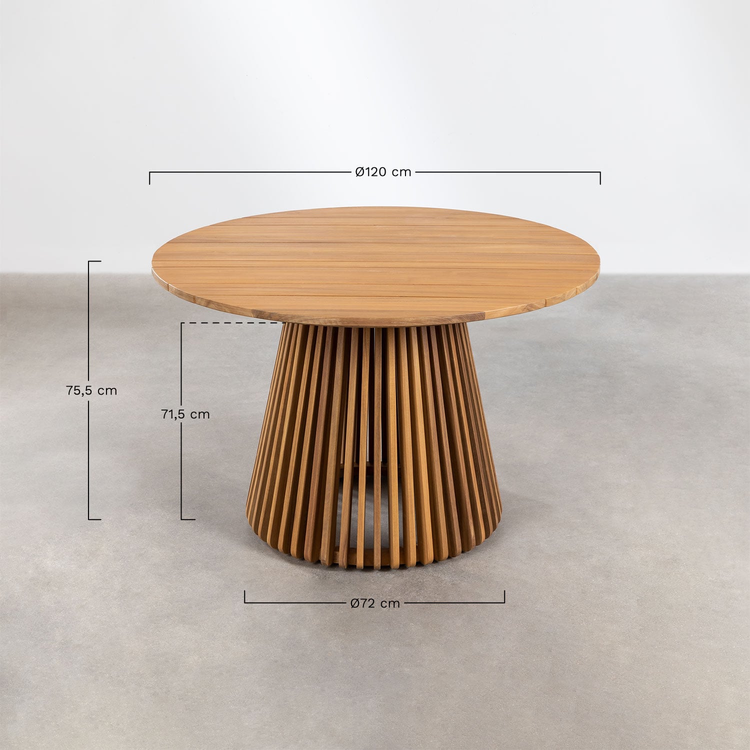Tavolo da giardino rotondo Ø120 cm in legno di acacia Mura, MISURE
