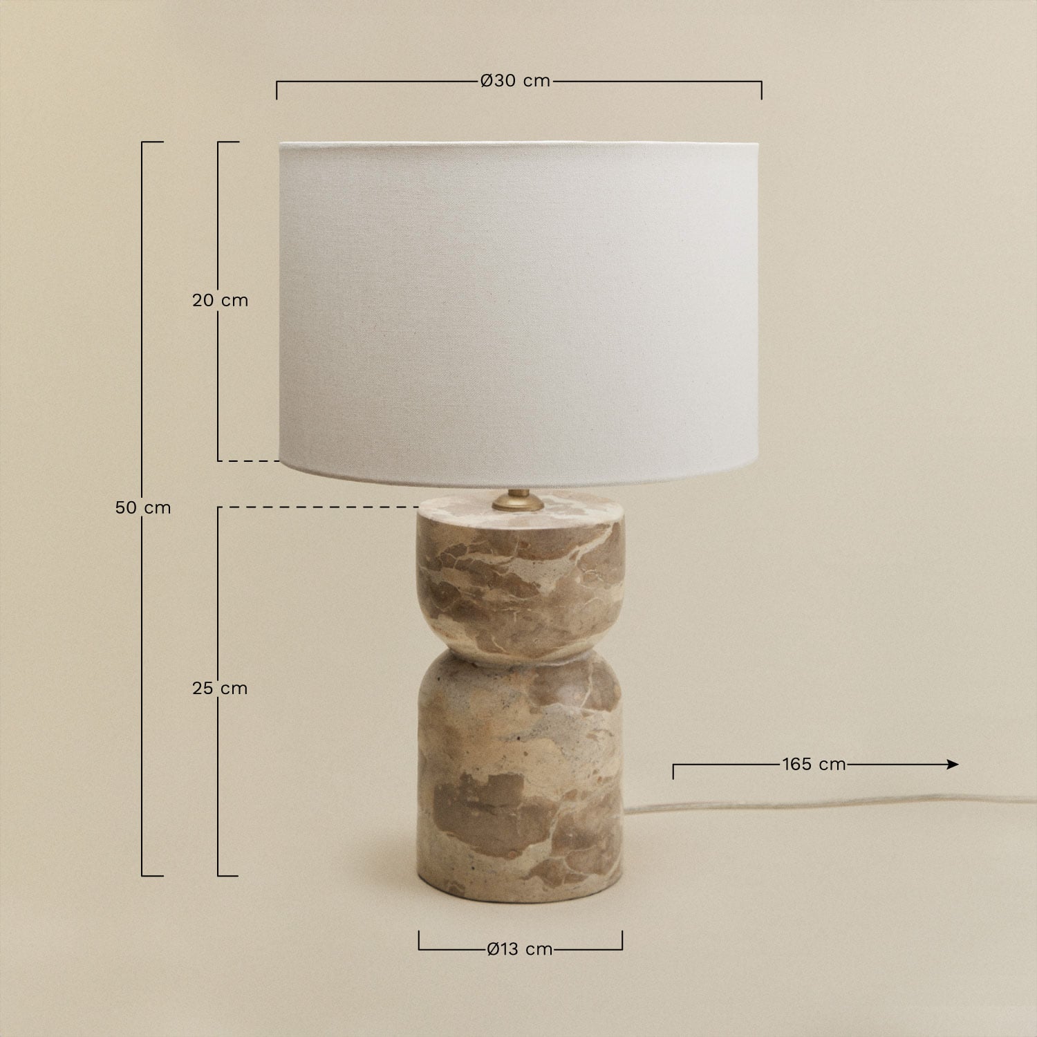 Lampada da tavolo in pietra naturale Diniz, MISURE