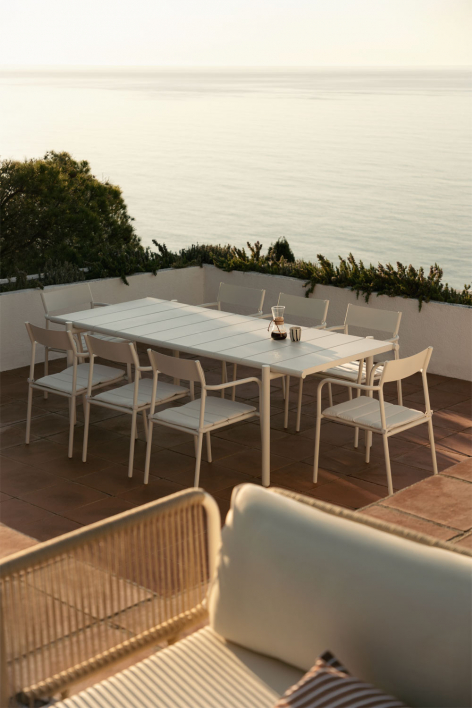Tavolo da giardino rettangolare 235x105 cm in acciaio Tossa - Gardenia Bianco