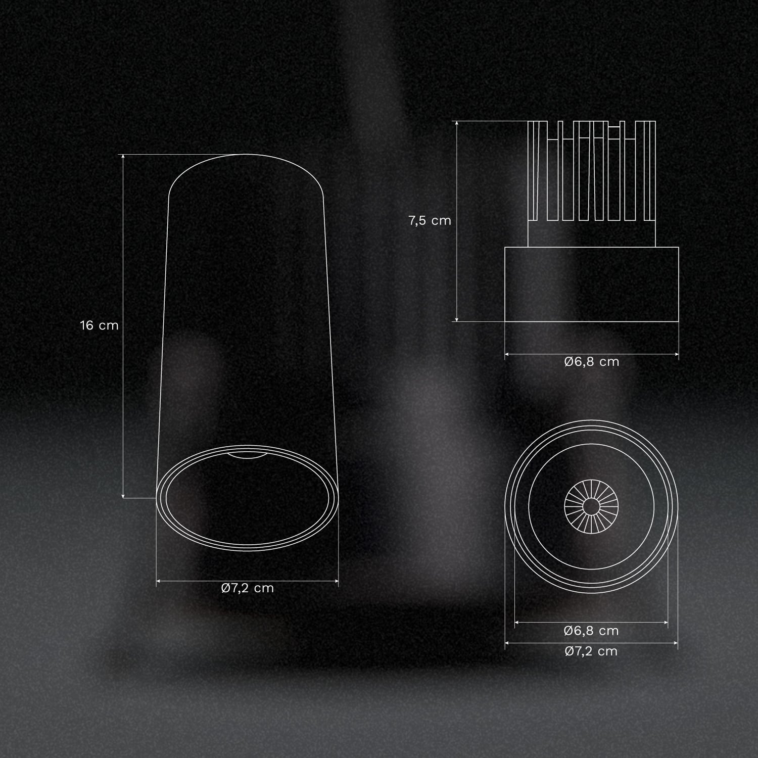 Applique da soffitto LED a superficie rotondo Ø7,2 cm in alluminio Luisiana, MISURE