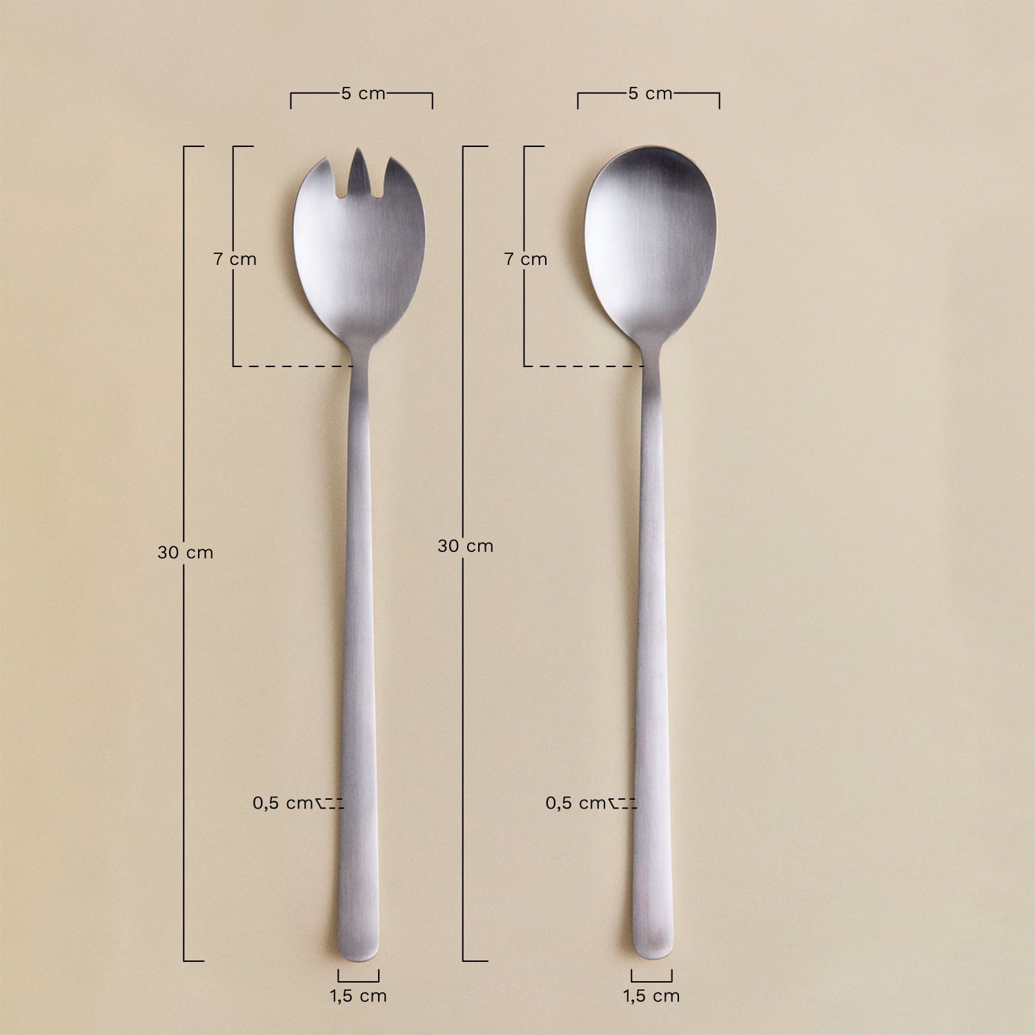 Set di 2 posate per insalata in acciaio inox Sornia, MISURE