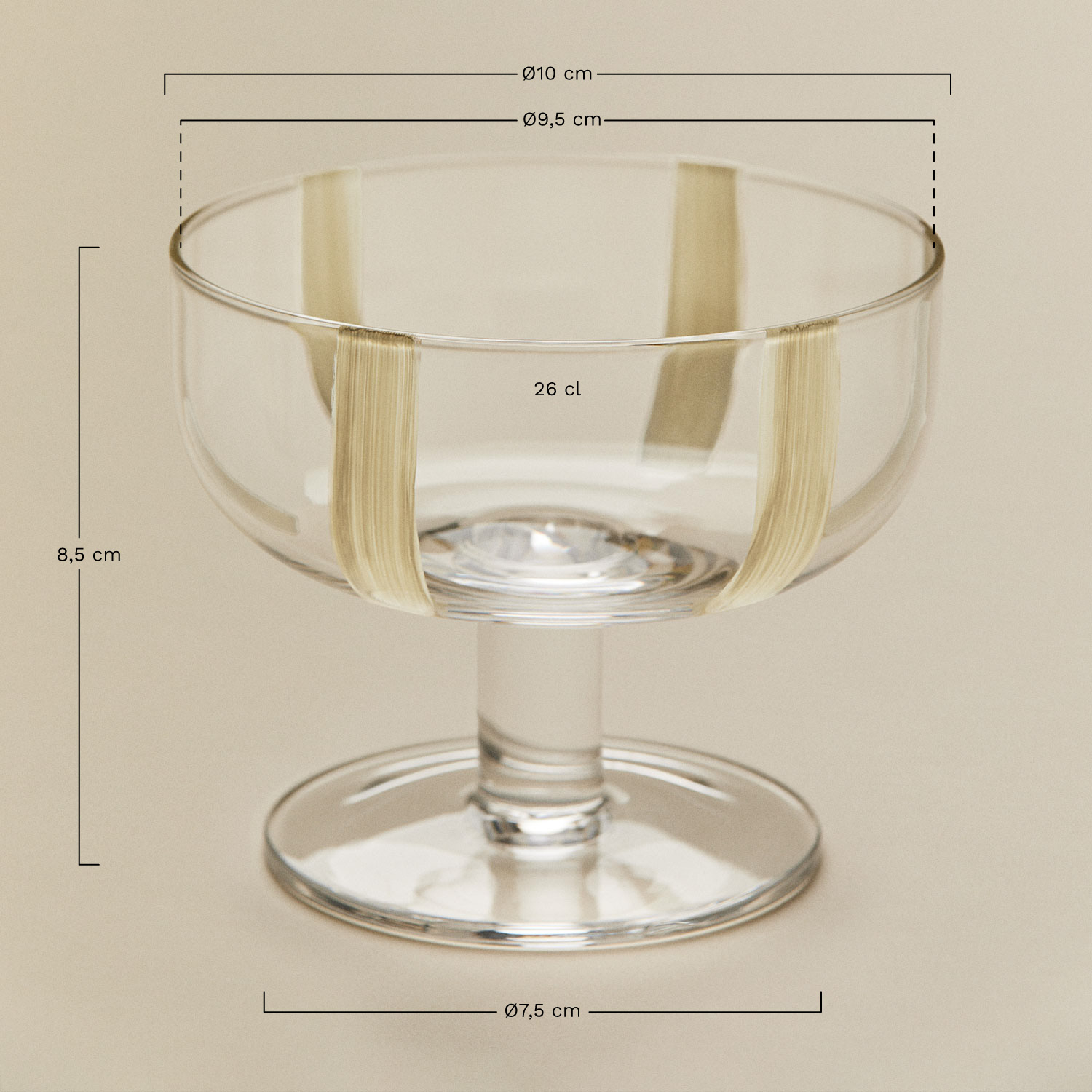 Set da 4 bicchieri da cocktail 26 cl in vetro Jalviana, MISURE