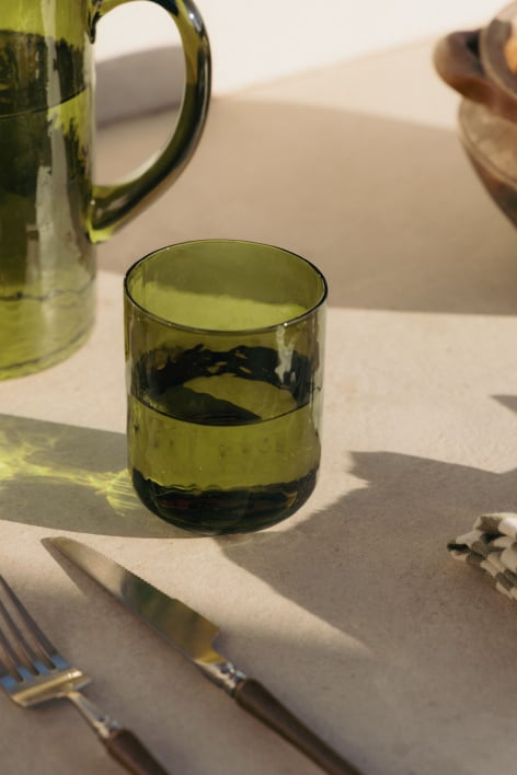 Set di 4 bicchieri da 39,5 cl in vetro Leomie - Verde Olivastro Intenso