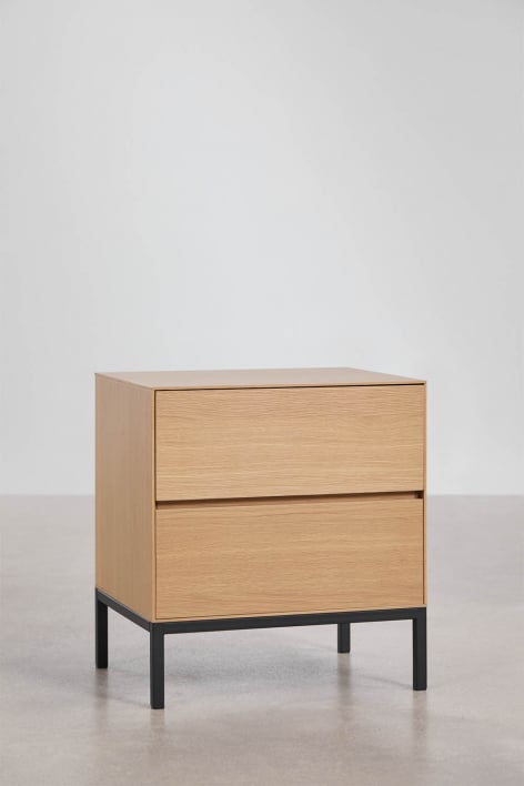 Mesita da notte rettangolare 50x40 cm in MDF e impiallacciatura di rovere Bromley