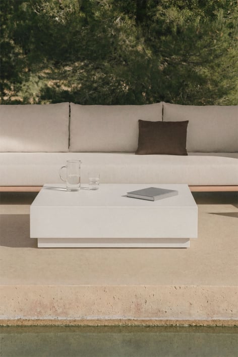 Tavolino da giardino rettangolare 120x90 cm in cemento Manir